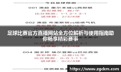 足球比赛官方直播网站全方位解析与使用指南助你畅享精彩赛事